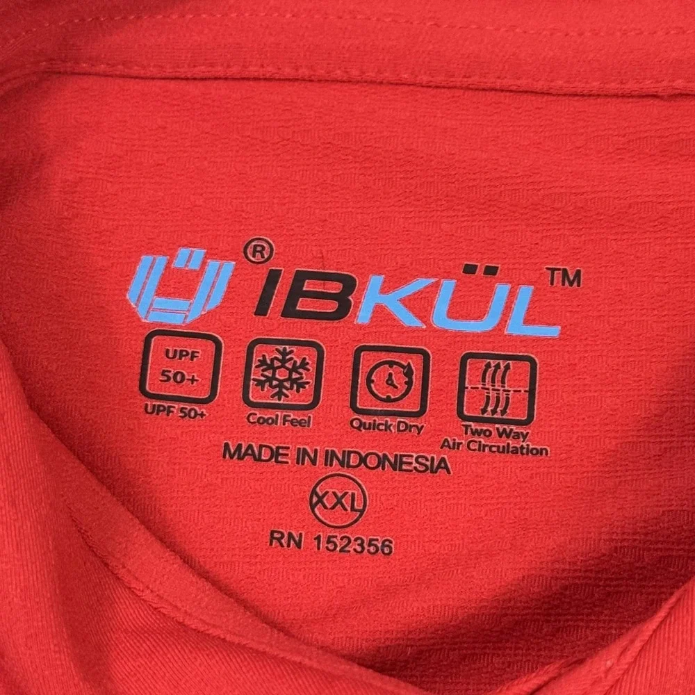IBKUL Polo Shirt Mens 2XL Red Icefil Technology Long Sleeve Golf Performance